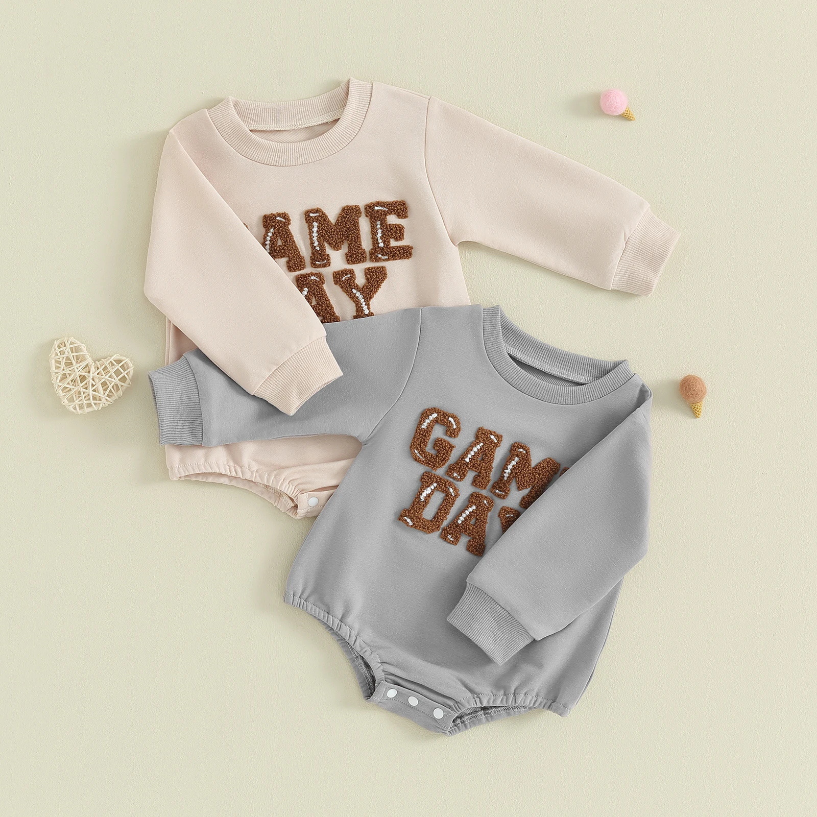 Sudaderas con bordado de letras para bebés, monos de manga larga con cuello redondo, ropa para niños pequeños, otoño