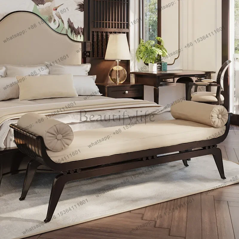 

yj19 Американский ретро-табурет для спальни, домашний табурет для главной спальни, табурет для дивана из массива дерева