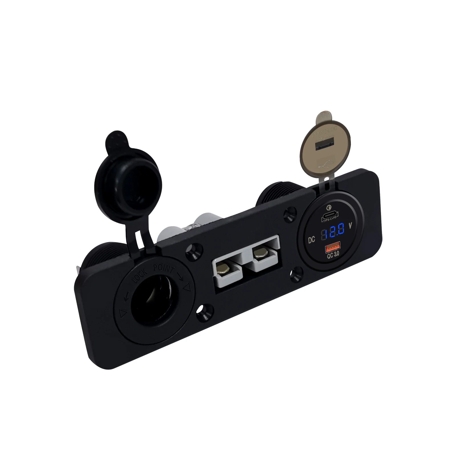 Dual USB Car Charger 12V Cigarette Lighter Power Socket 50A Anderson Plug Connector Dash Panel For Campervan Marine Boat