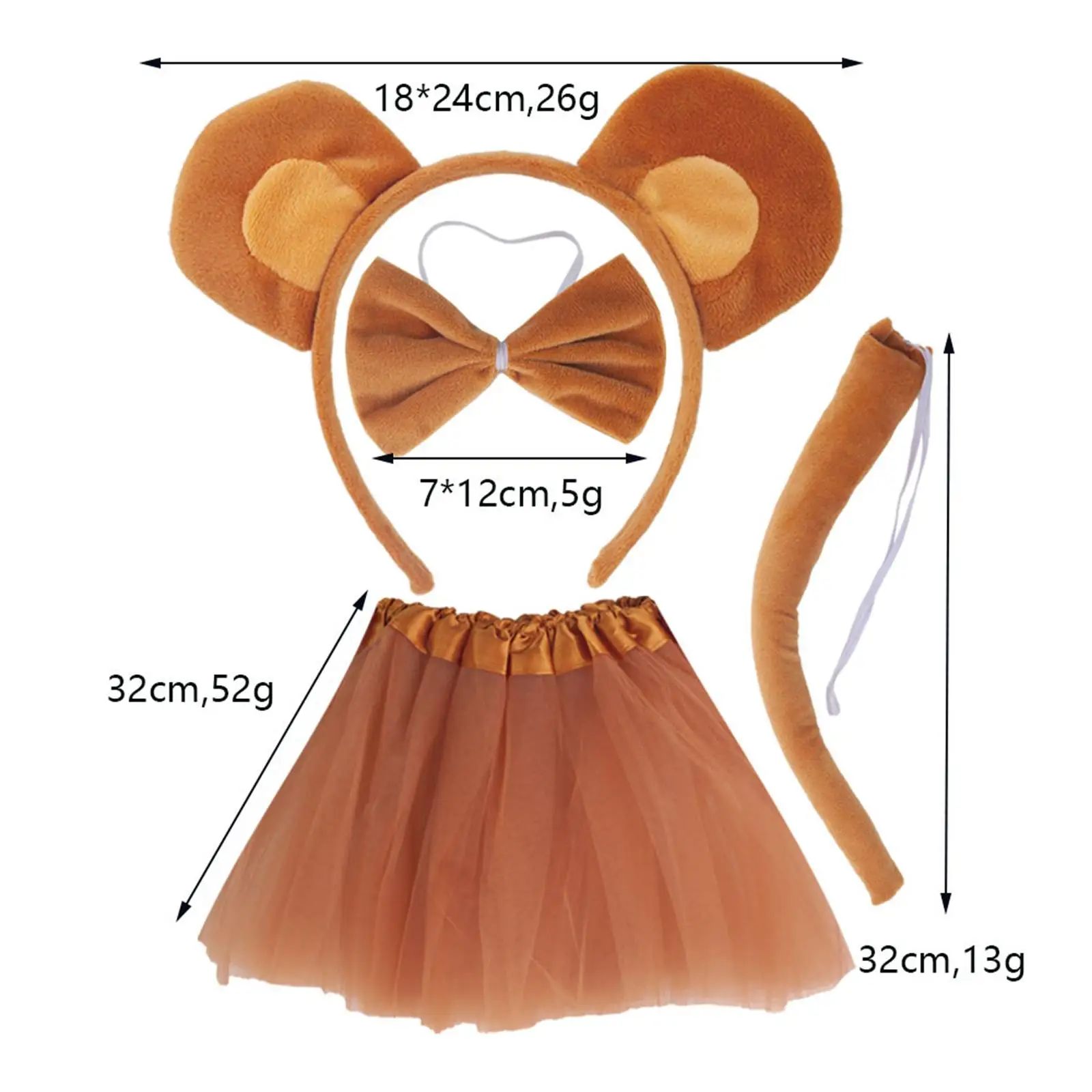 

Kids Animal Monkey Costume, Soft Monkey Ears Headband Bowtie Tail Tutu Skirt for Fancy Dress Up, Halloween, Cosplay, Party