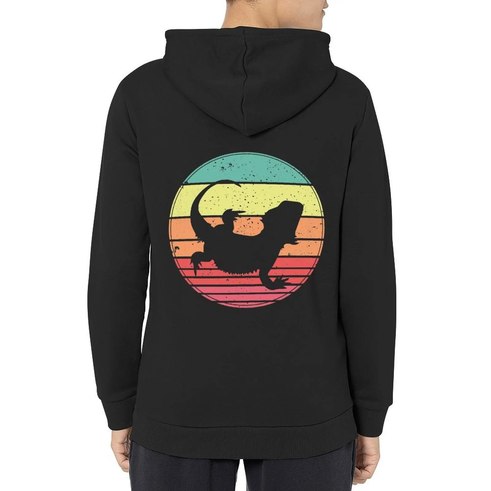 

Bearded Dragon Vintage Retro Sunset Hoodie blouse japanese style men's sweat-shirt autumn hoodie
