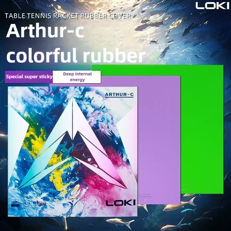 LOKI Arthur-C Table Tennis Rubber Colorful Pimples in Sticky Blue/Pink/Purple/Green Ping Pong Rubber with Ultra-Hard Cake Sponge