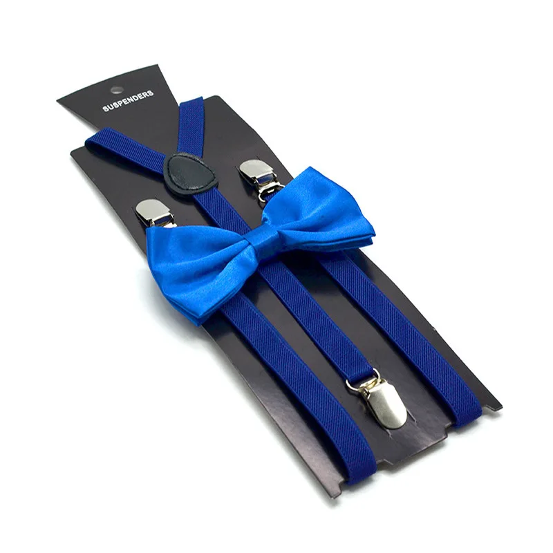 10 Pcs  Soild Color Children Belt Bowtie Set Baby Boys Girls Suspenders Clip-on Y-Back Braces Bow Tie Elastic Kids Adjustable