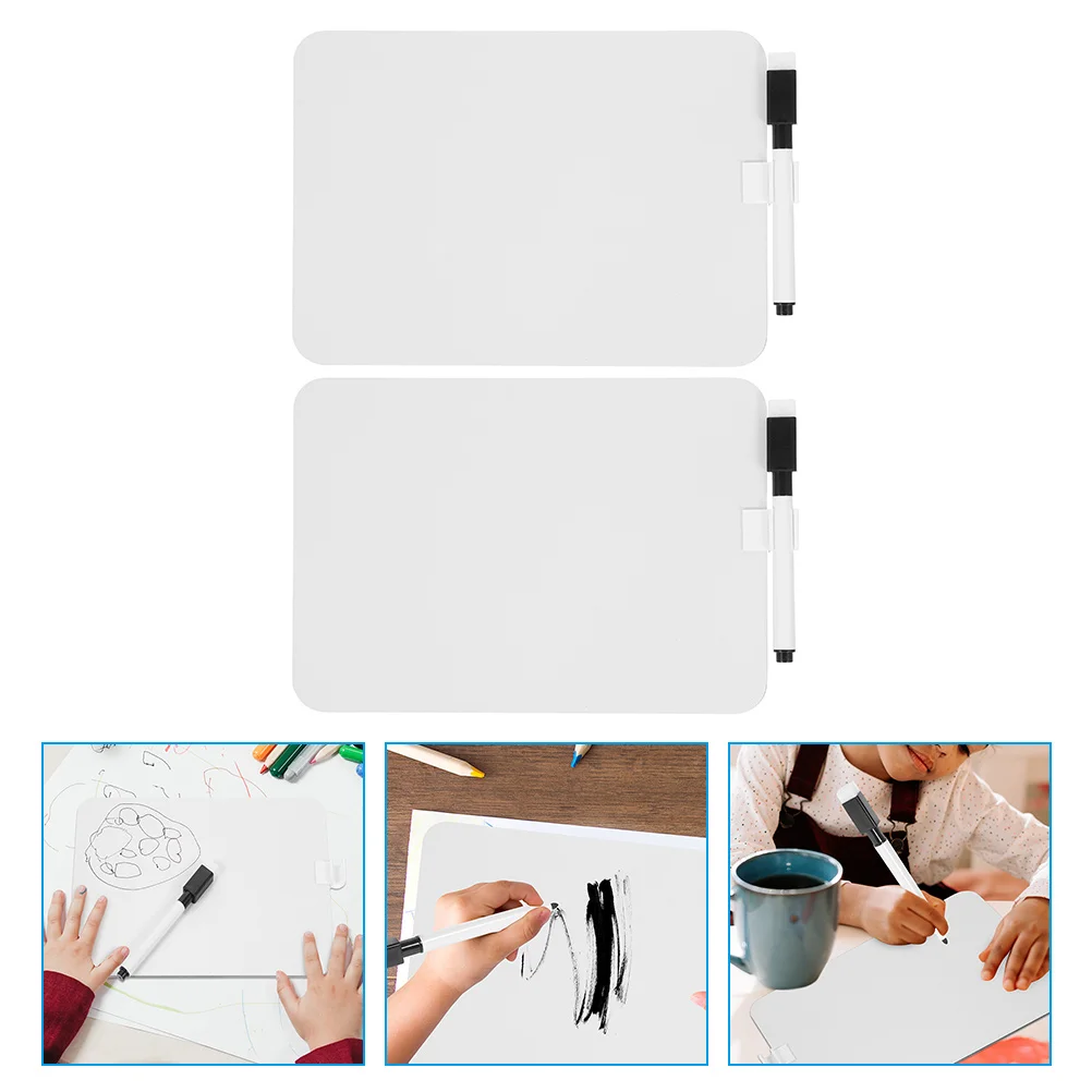 2 sets herschrijfbaar klein whiteboard schrijven voor kinderen desktop uitwisbare magnetische herbruikbare antwoord draagbare schoolbordpad