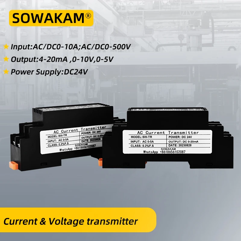 AC DC Current Voltage Transducer Input 4~20mA/±2000V/±10A Output 0~5V/10V Multiple Signal Customize Isolator Converter