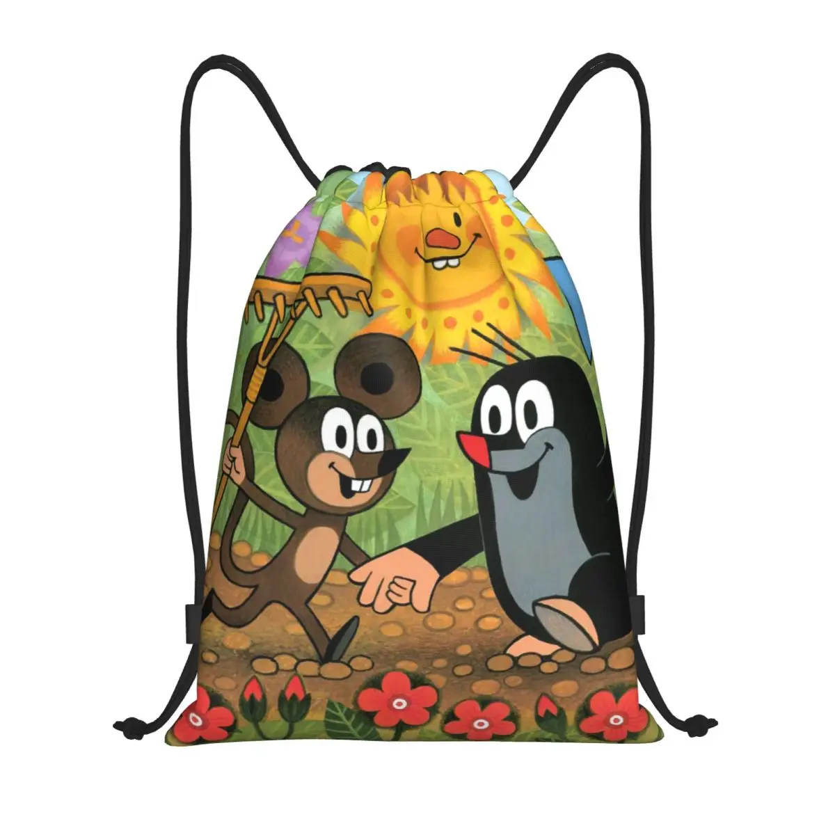Czech Cartoon Comics Krtek Mole Drawstring Backpack Women Men Gym Sport Sackpack Foldable Slovakia Art Shopping Bag Sack