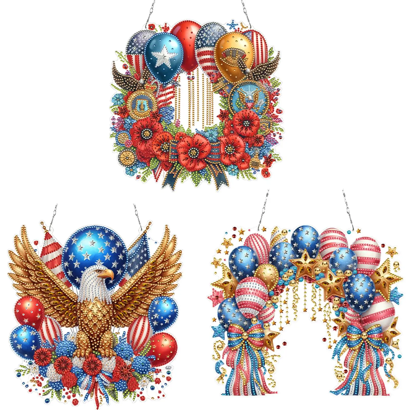 

День независимости 2D плоские DIY акриловые стразы Алмазные художественные оконные подвески Набор алмазной живописи Алмазная художественная подвеска Домашний декор