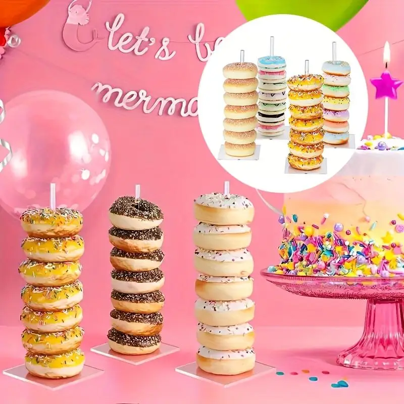 Soporte para donuts de acrílico, soporte transparente para Bagel, soporte para torre de donuts, soporte de exhibición para mesa de postre, soporte para donuts, 1 ud.