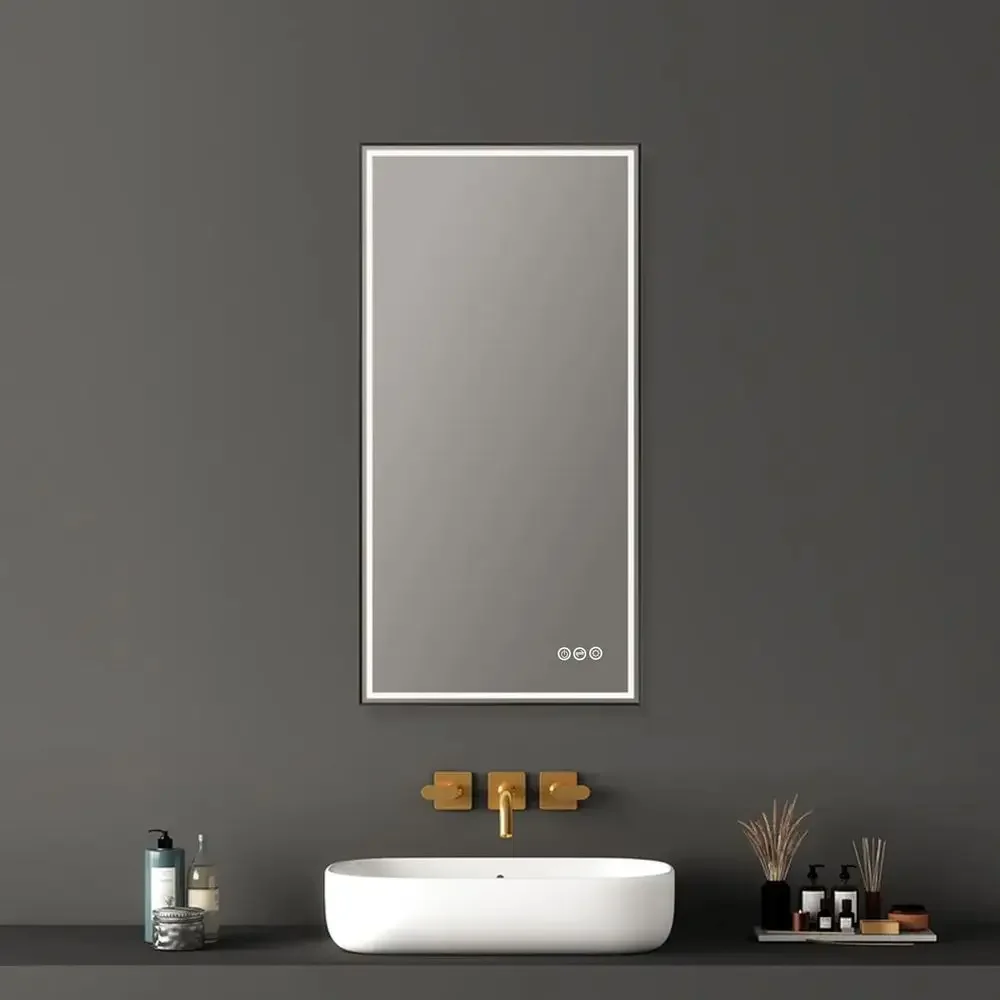 18x36 LED Backlit Vanity Mirror, Dimmable, 3 Color Temps, Anti-Fog, Shatterproof, 90+ CRI, Hardwired/Plug-in