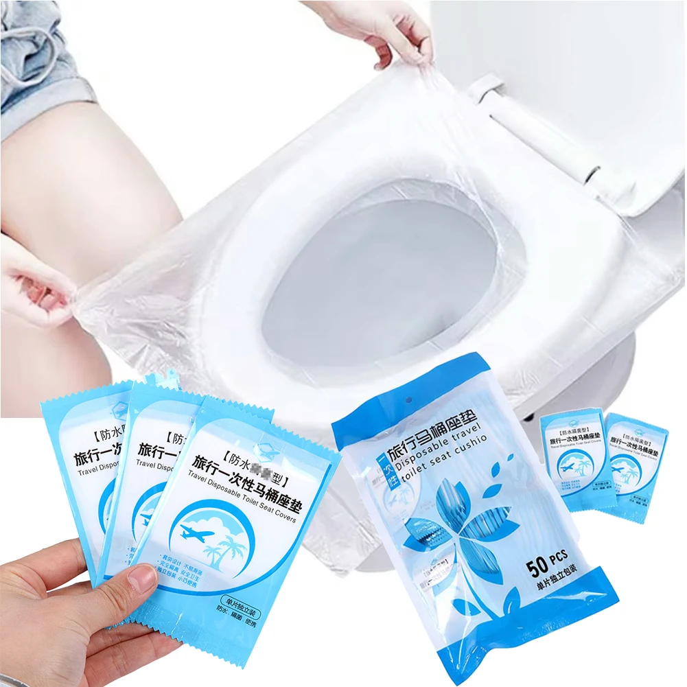 500-50Pcs Universal Toilet Seat Cover Portable Disposable Travel Toilet Seat Case Waterproof for Shopping Malls/Hospital/Office