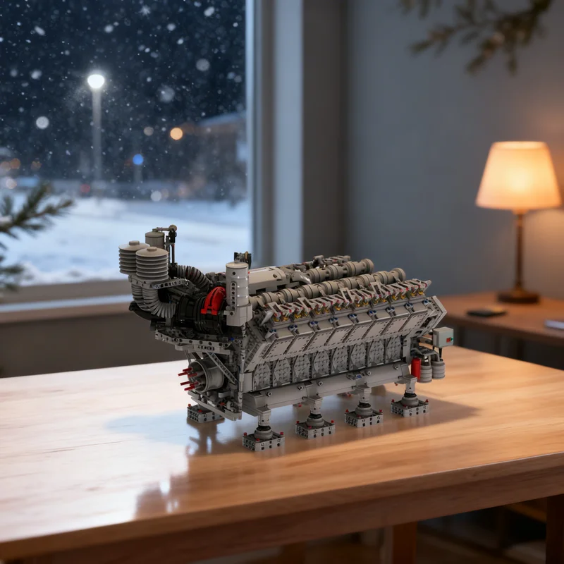 4777pcs MOC V16 Diesel Engine Technical Model Building Blocks Christmas Gifts Assemble Education 3D Creative Idea Brick Craft