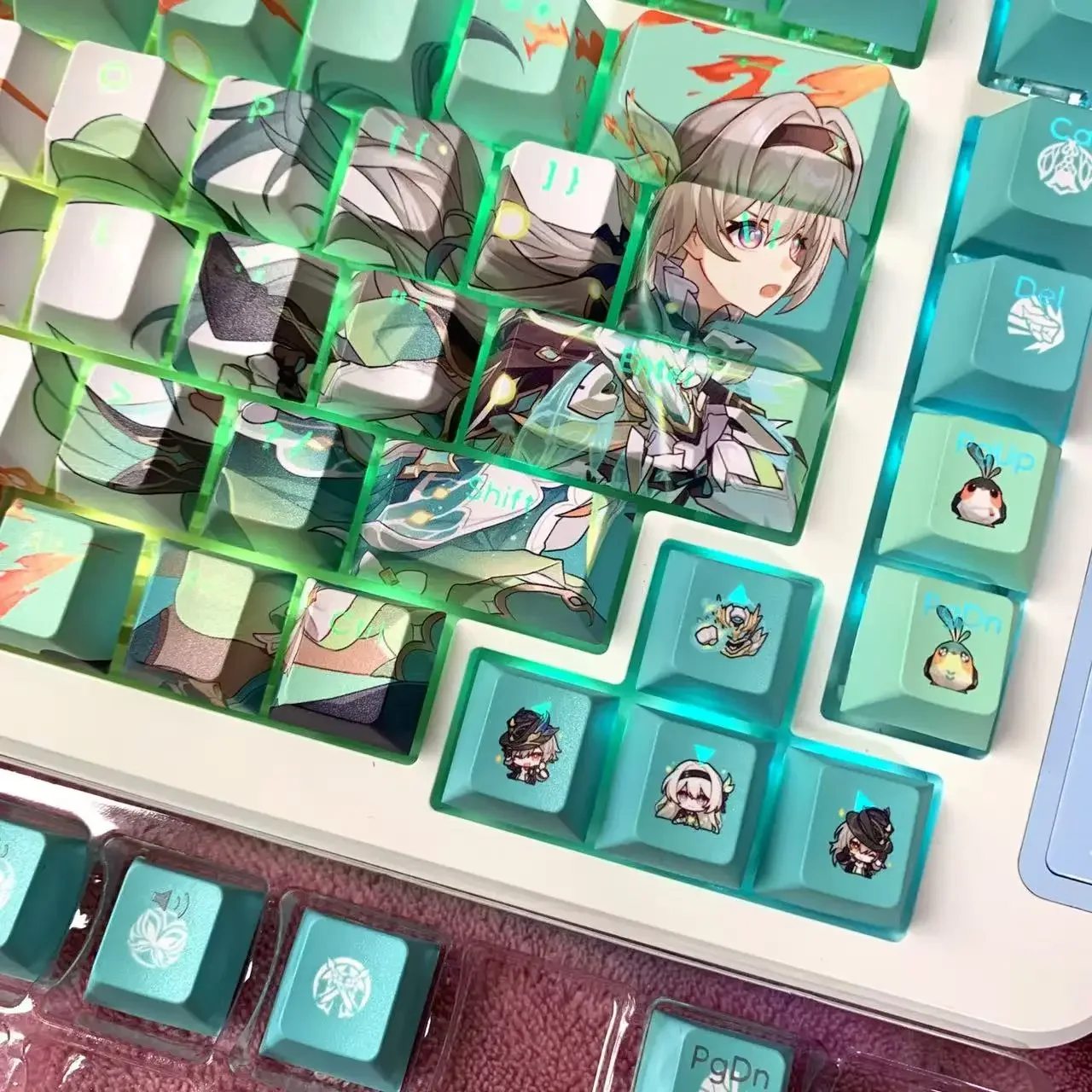 Custom 120 Keys Honkai Star Rail Firefly Keycaps PBT Dye Sub Backlit Anime Cartoon for ANSI 61 68 87 104 108 Keyboard Gift