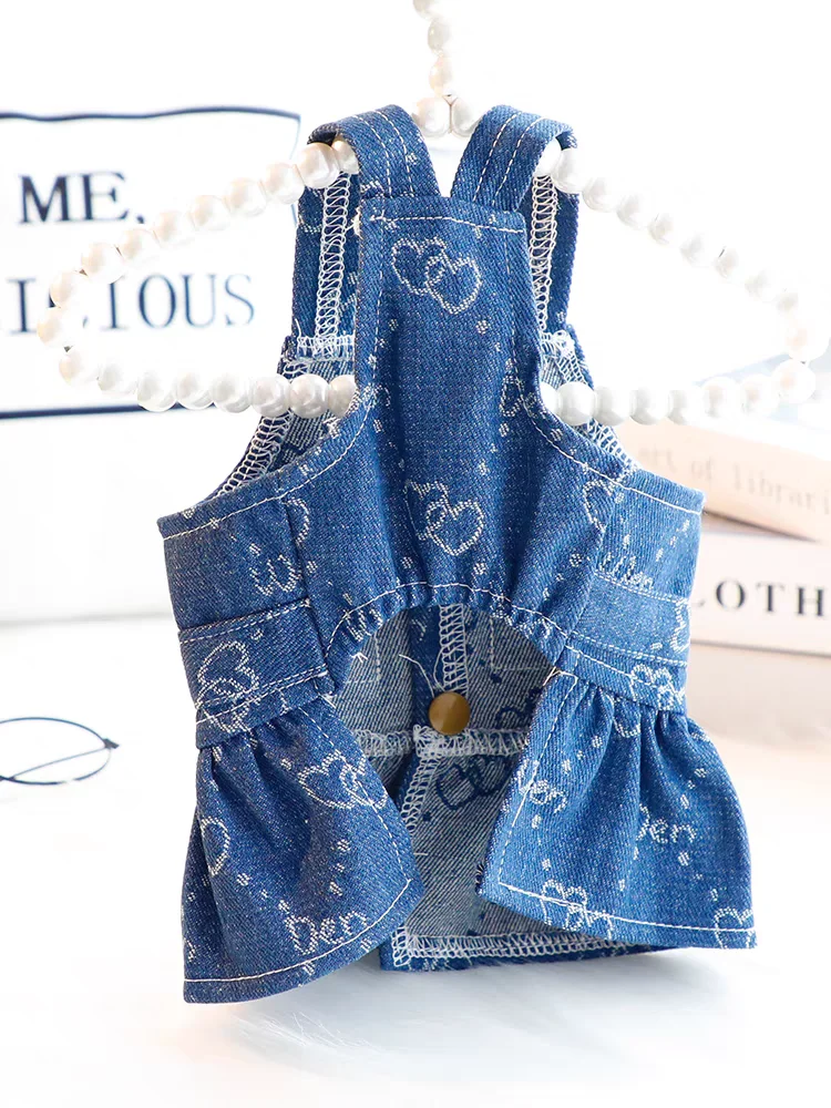 Denim Harness For Dog Of Small Breeds Girl Boy Vest Princess Apparel Pet Cats Dresses Chihuahua Puppy Animal Jeans Uniform Cloth