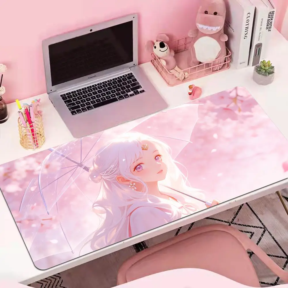

HYBXAXC Pink Girl Cartoon Desk Mat Anime HD Print Reze Mouse Pad Pc Accessories Large Mousepad Keyboard Gaming MousePads