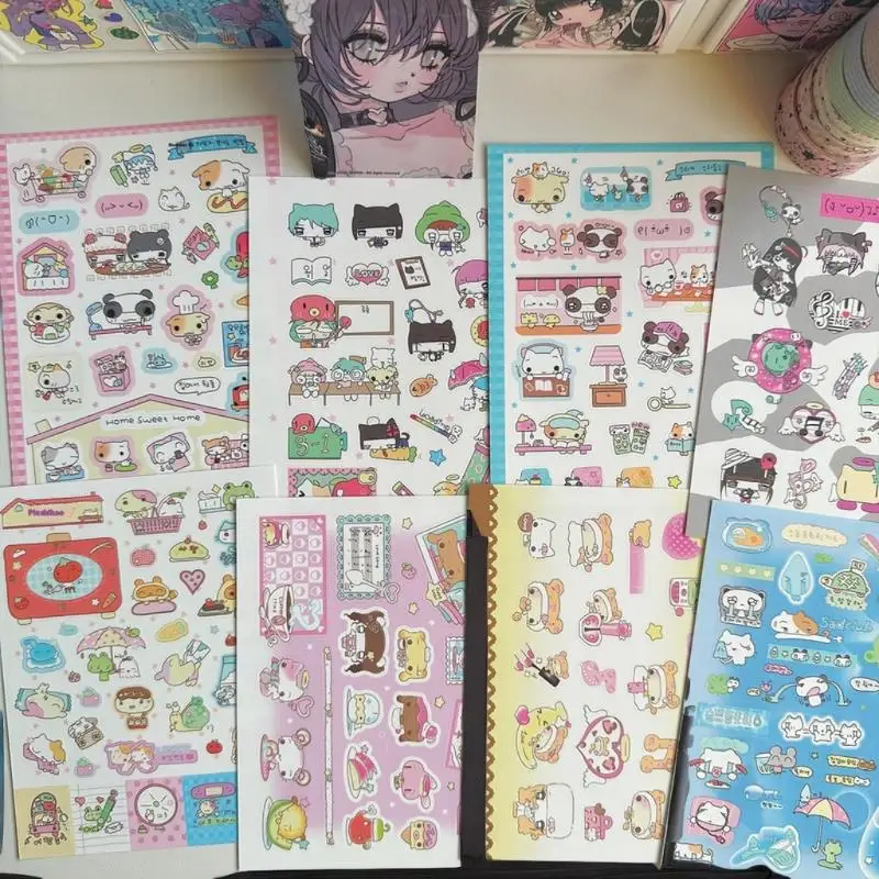 1/9 قطعة الكورية INS نمط الكرتون الحيوان Kawaii لطيف دفتر اليومي حساب اليد ملصقات سجل القصاصات ملصقات الزخرفية DIY بها بنفسك #6