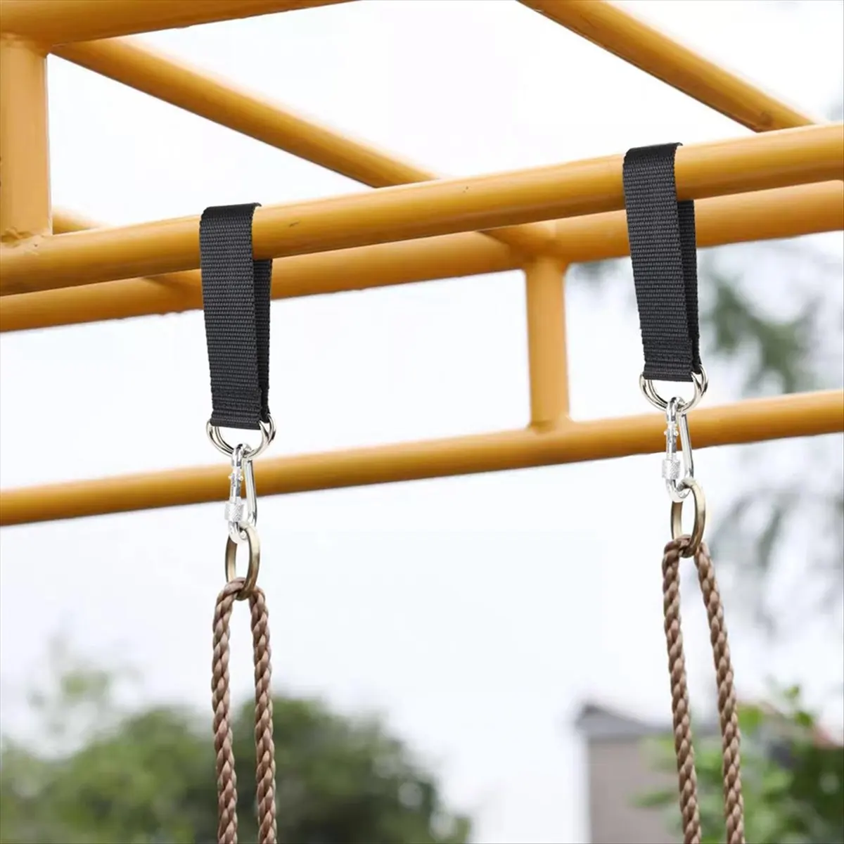 ABZT 4 PCS Outdoor Tree Swing Straps Hanging Kit with 4 Carabiners, Tree Swing Hanging Kit for Kids and Babies Swing