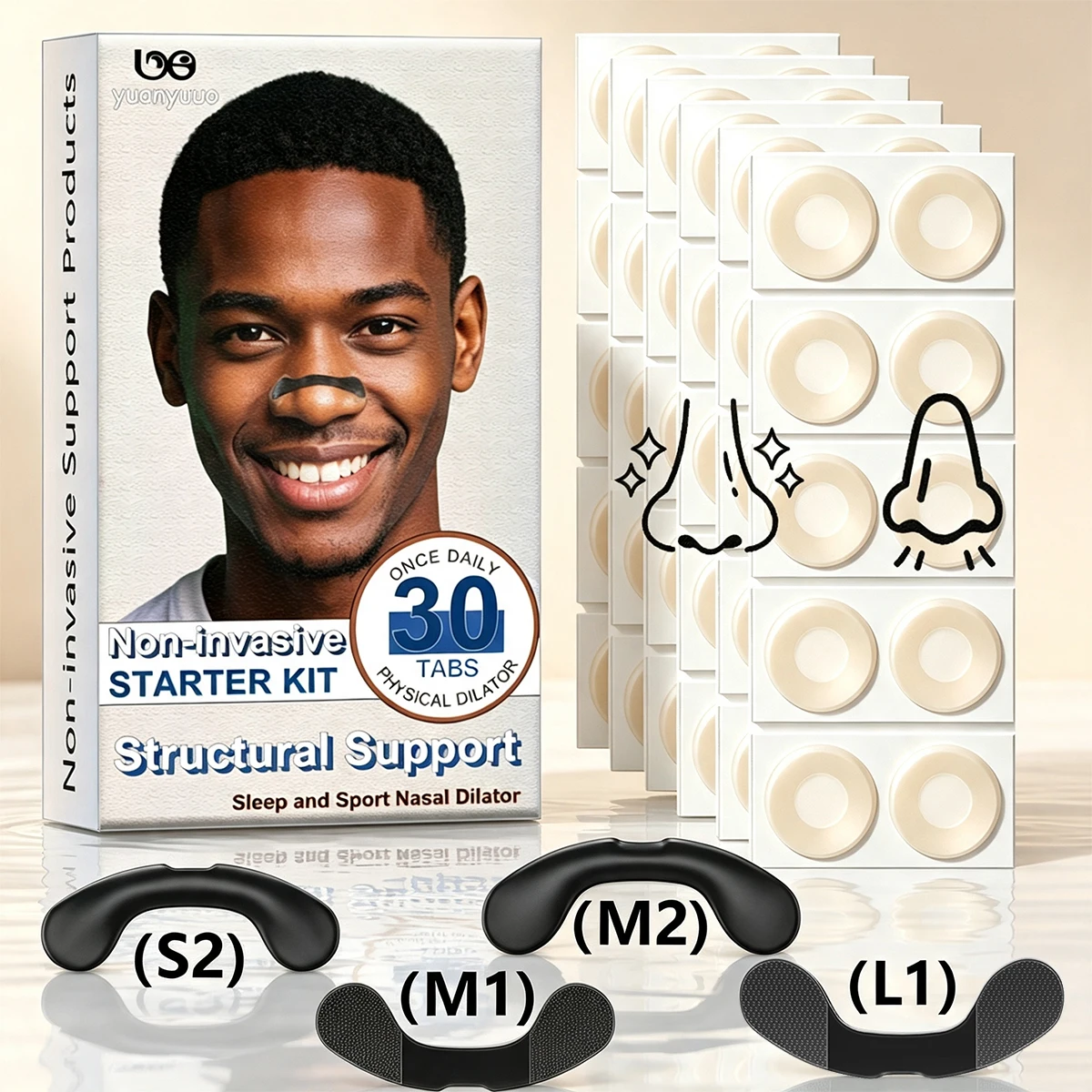 Nasendilatator Schlaf Nasenstreifen gegen Schnarchen Atemhilfen Starter-Kit Nasenatmungsstreifen Nasenstrips zur Luftdurchflussverbesserung – Detail 3