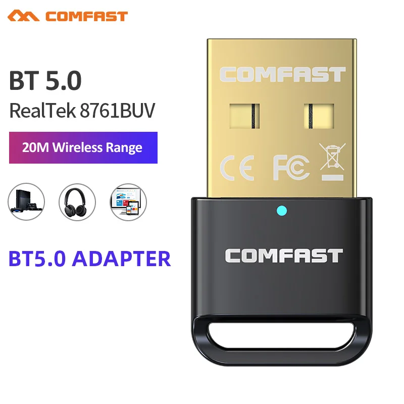 COMFAST USB Bluetooth 5.1 Data Receiver&Transmitter Free Drive USB Adapter Receiver Audio Dongle Wireless Adapter for PC Laptop