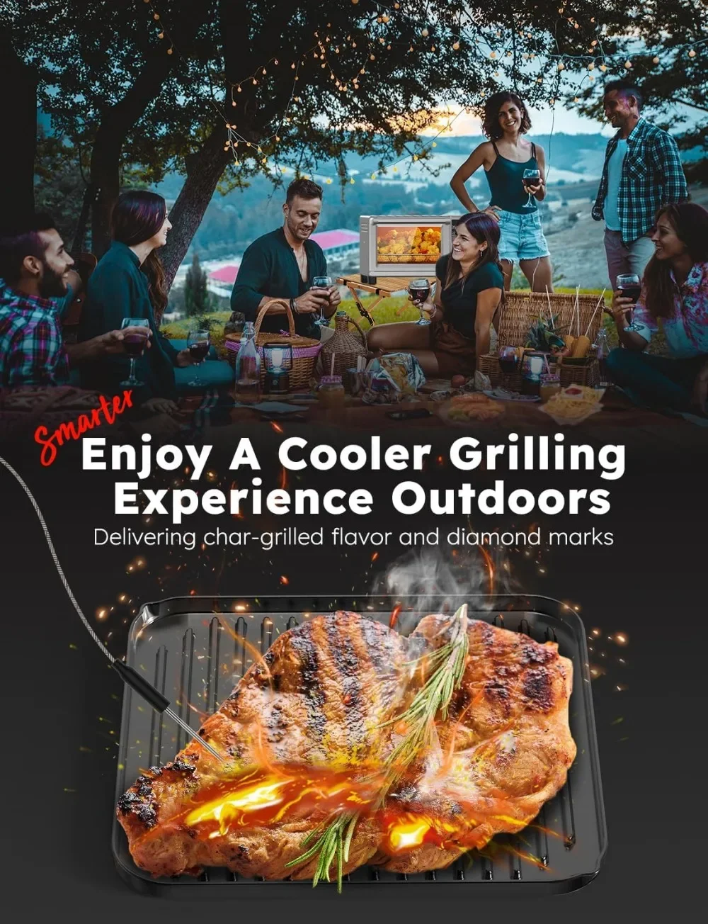 فرن محمصة مقلاة هوائية Nuwave Bravo XL Pro مع مجموعة شواية، 2025 نظام حراري جديد فائق السرعة، 35% كريسبير، 2X أكثر حتى