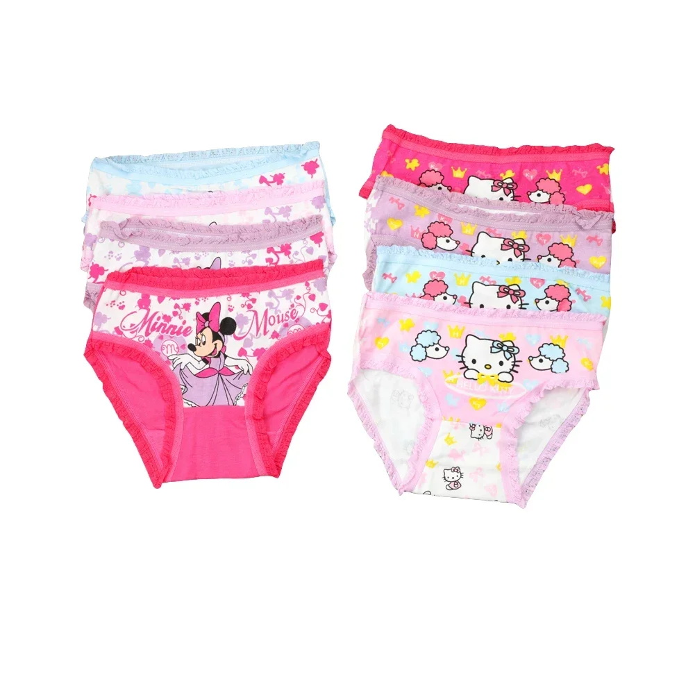 2Pcs/Bag 2-10Y New Girl Underwear Minnie Cotton Cartoon Children knickers Girls Underpants Kids Panties flat angle Panty Brief