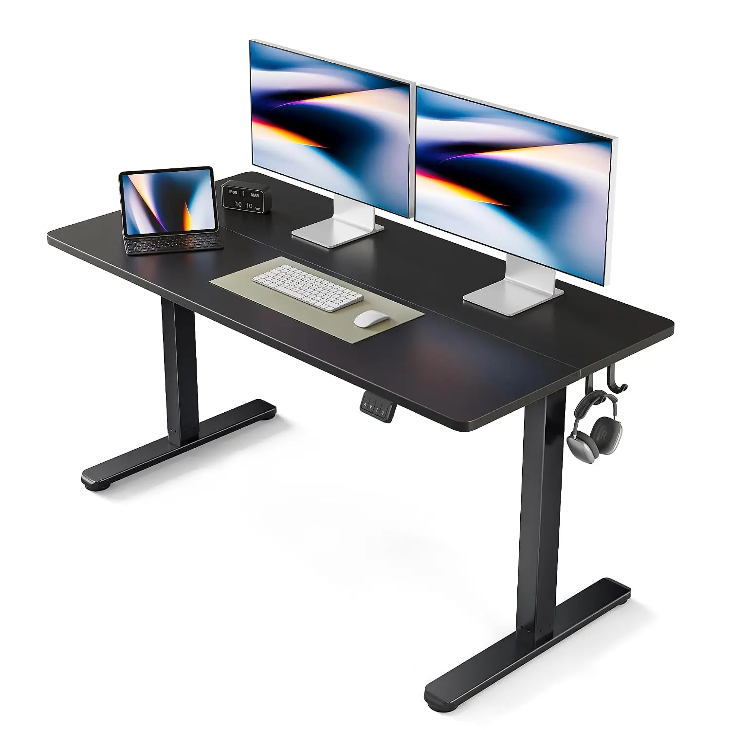 Electric Standing Desk 55x24 Inch Height Adjustable Sit Stand Home Office Computer Workstation Black, Customized