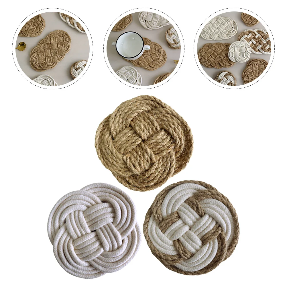 3 قطعة الوقايات الطعام المنسوجة كأس الحصير الزخرفية الحرارة برهان أدوات المائدة المنزلية حماة خمر تحديد الموقع التصوير الدعائم