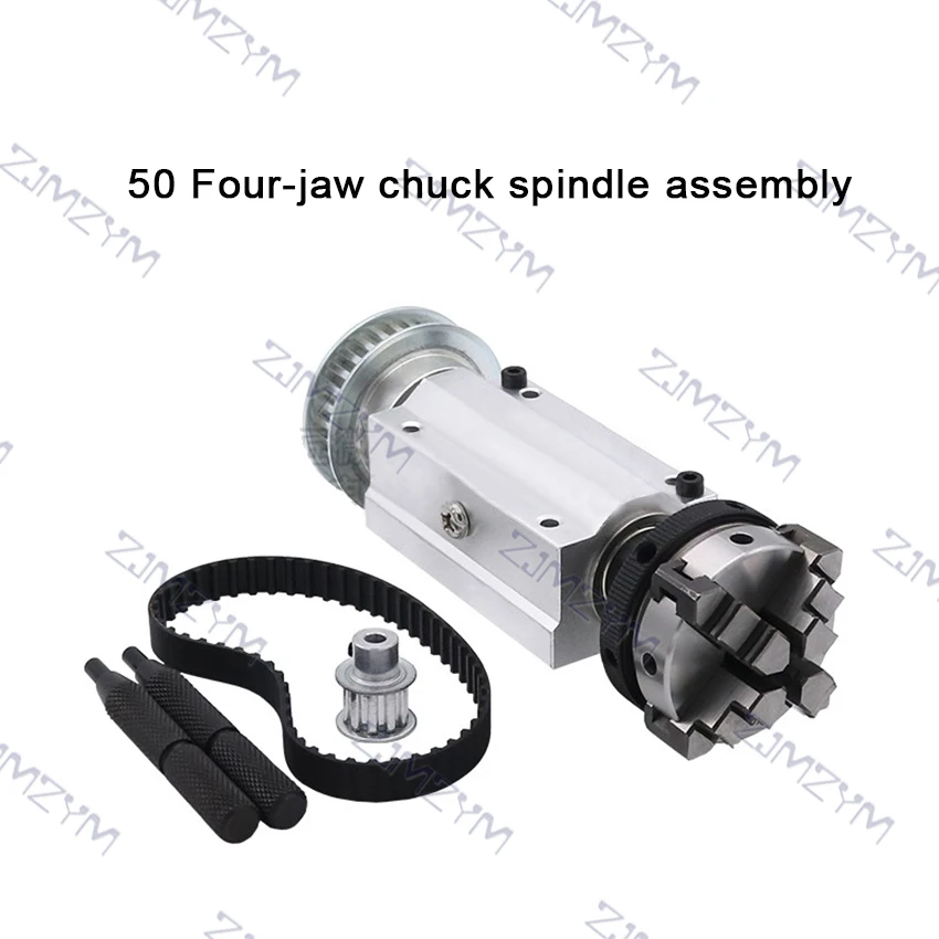 Four-jaw / Three-jaw Chuck Spindle Assembly Woodworking Beads Machine Spindle Assembly DIY Lathe 63/50 3-jaw/4-jaw Rotary Chuck