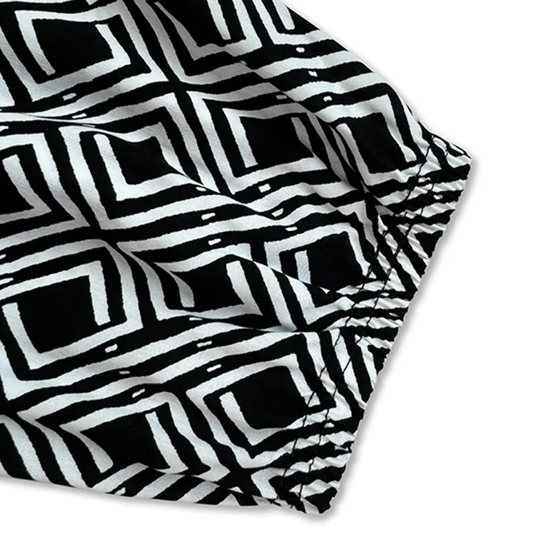 Women's summer loose and versatile trendy casual pants, wide leg sleeping pants, lantern pants, geometric pants