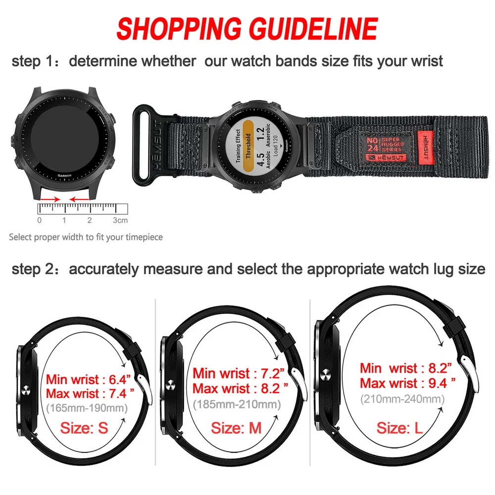 Watch Band For Garmin Nylon Quickfit 20mm 22mm 26mm Sports Wrist Strap Compatible With Fenix7 Forerunner/EPIX /MK3 /Tactix