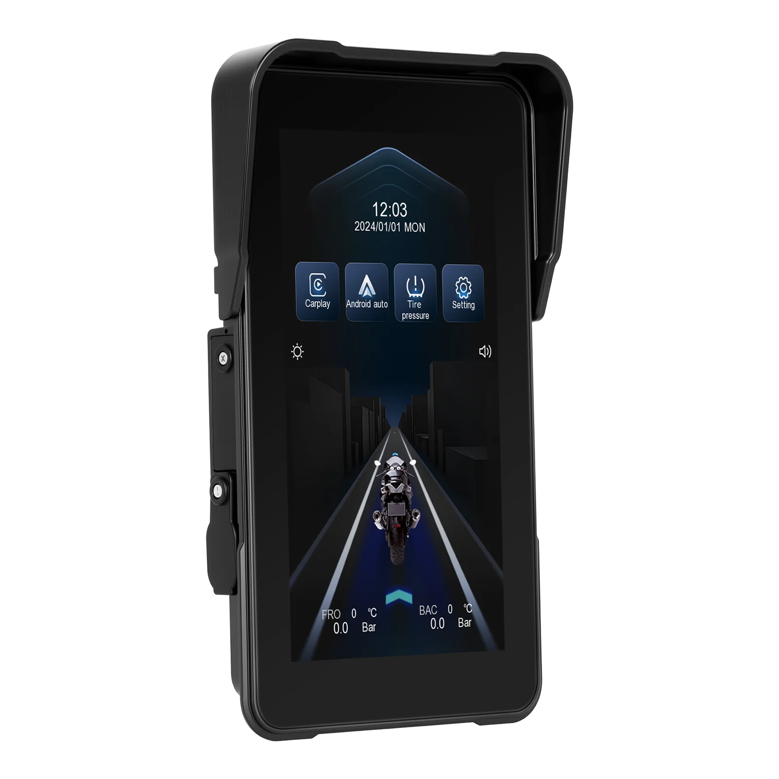 Podofo 5-Zoll-Vertikalbildschirm, intelligentes Motorrad-Display, kabelloses Carplay, Android-Auto-Navigation, IP68, wasserdicht, BT, Helligkeitseinstellung, Motorrad-Monitor, 12 V, mehrere Sprachen, tragbarer Monitor, Smart Player – Detail 25