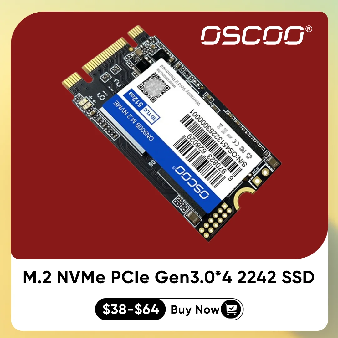 OSCOO-unidad interna de estado sólido M.2 NVMe PCIe3.0x4, 2242 3D TLC NAND Flash SSD, disco duro de 2100 MB/s para ordenador portátil y de escritorio