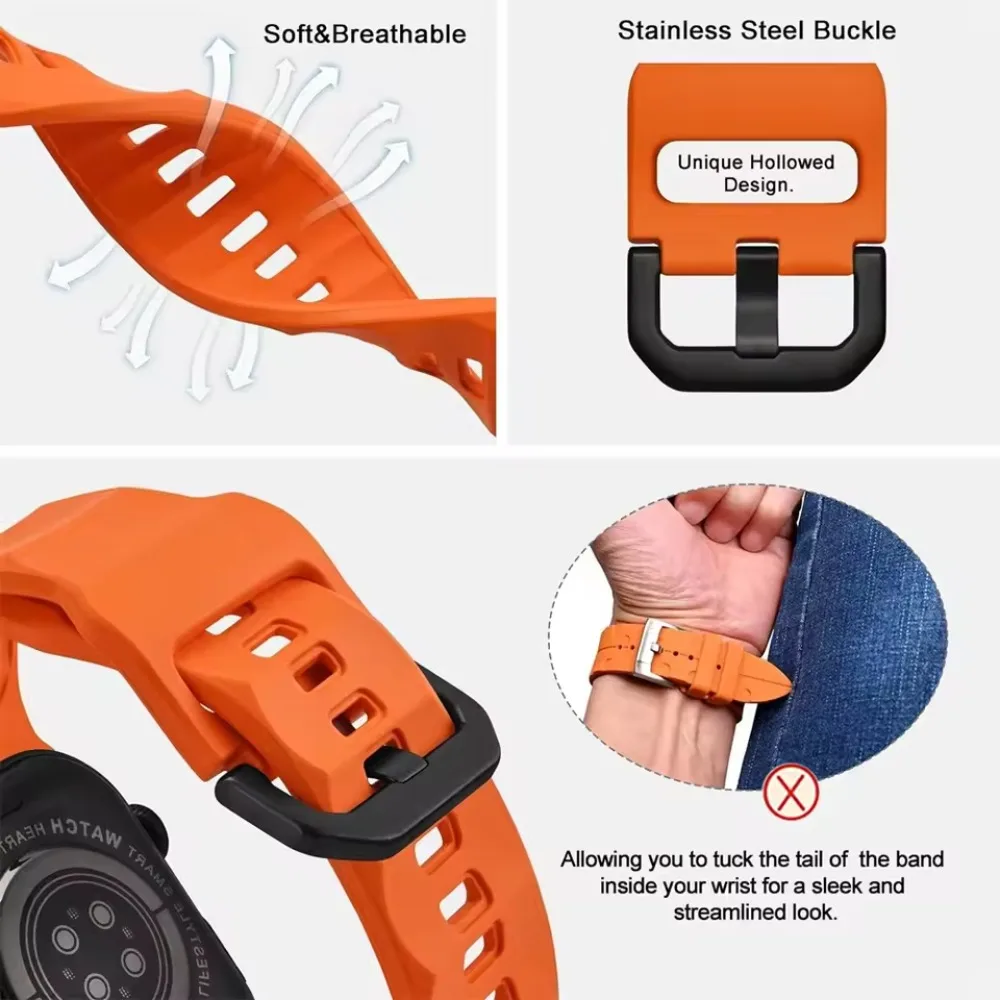 Correa de silicona para Apple Watch Ultra 2/3 49mm10-11 46/42mm 9 8 7 45mm pulsera con hebilla inversa líquida para iWatch 6 5 SE/3 44mm