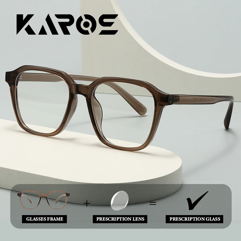 

KAROS Lightweight Photochromic Square Prescription Glasses, Colorful Frame with Anti-blue Light Optical Lenses for Women