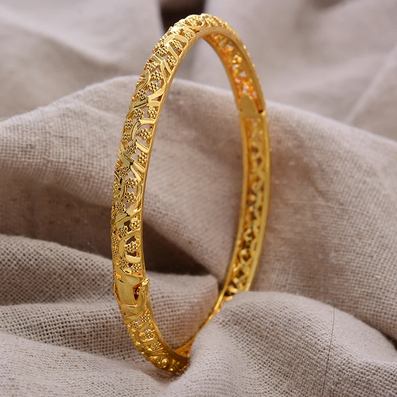 New Arrival France Gold Color Bangles for Women Men  Flower Can Open Bracelets