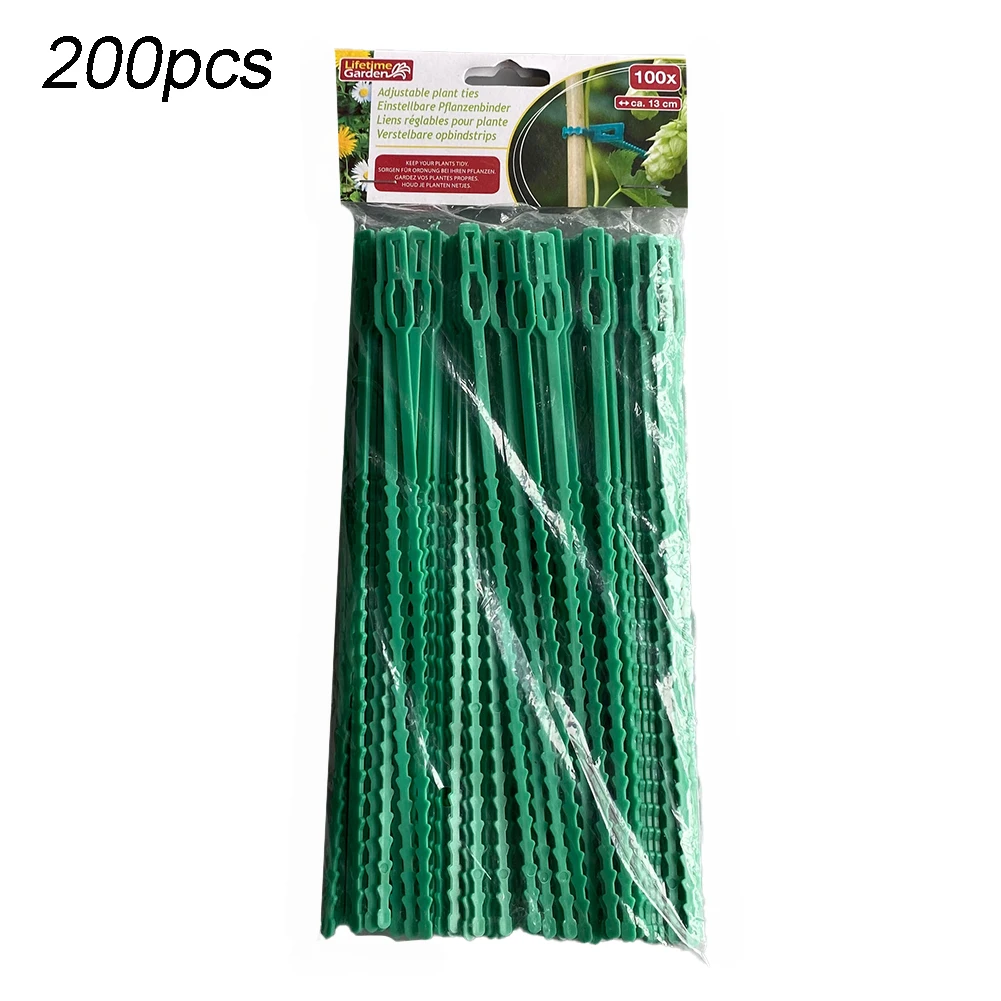 

200PCS Plant Cable Ties Garden Tree Climbing Support Vine Tomato Stem Clips Multi Purpose Fish Bone Green Garden Tie New