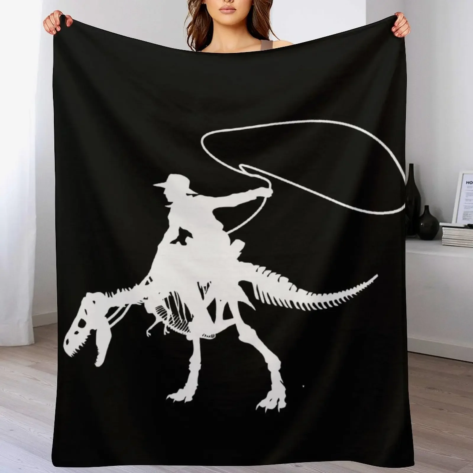 

dinosaur and cowboy white silhouette Throw Blanket Vintage Summer Beddings bed plaid Blankets