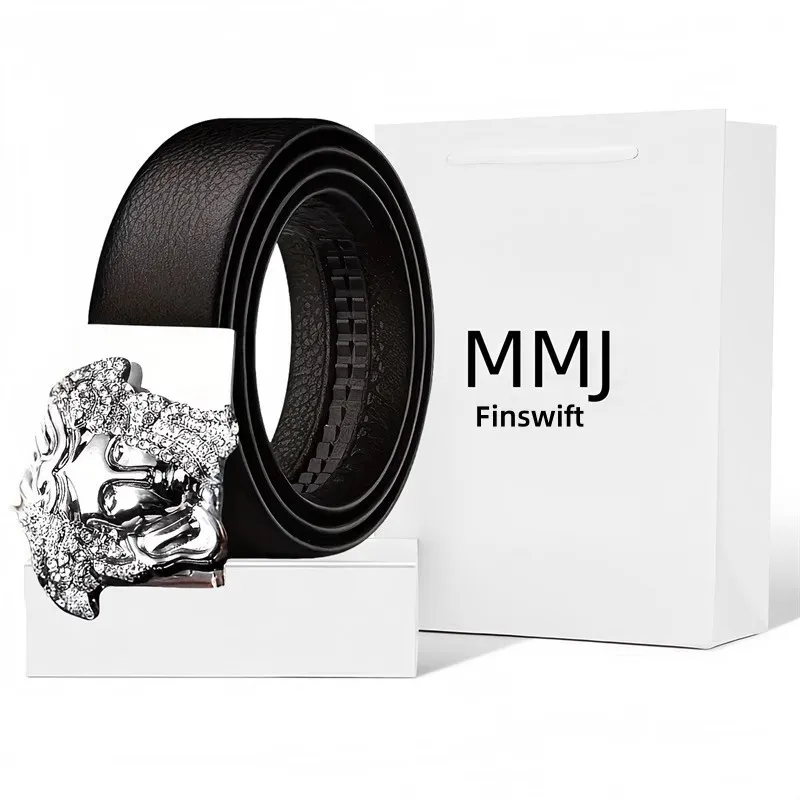 Męski pasek premium z kryształkami, wysokiej jakości skóra, lekki i wygodny, elegancki do biura i na co dzień.