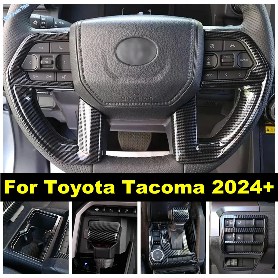 

Gear Shift Box / Steering Wheel / Head Light Lamp Switch / Water Cup Holder Cover Trim For Toyota Tacoma 2024 2025 Accessories