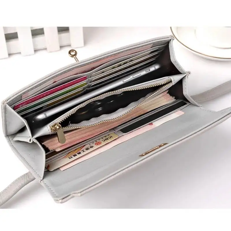 Luxury Brand Woman Wallet Female Long Clutch Bag Designer Leather Wallet High Quality Card Hold Lady Money Bag with Orange Purse