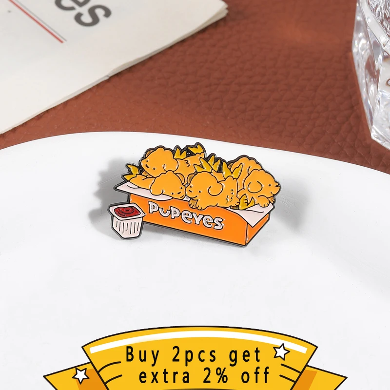 Funny Dog Fried Chicken Enamel Pin Cute Puppy-Shaped Fried Chicken Lapel Brooch Backpack Badge Humorous Gift