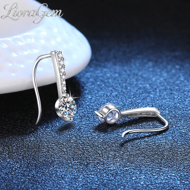 LioraGem Moissanite Angel's Tear Simple Temperament Hook Earrings, D-color Moissanite Stud Earrings Platinum PT950 Stamp