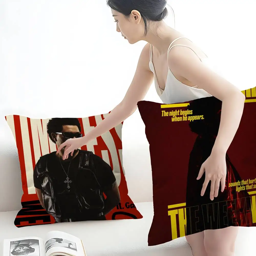 Pop Singer T-The W-Weeknd Pillow Covers Cartoon Sofa Decorative Home Double-sided Printing Short Plush Cute Cushion Cover