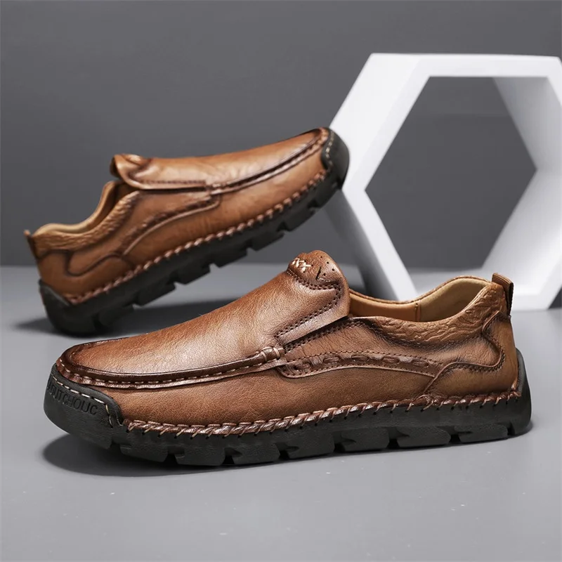 Mocassins en cuir pour hommes, chaussures provoqué décontractées, chaussures de créateur de luxe, conduite, affaires, grande taille 38-48