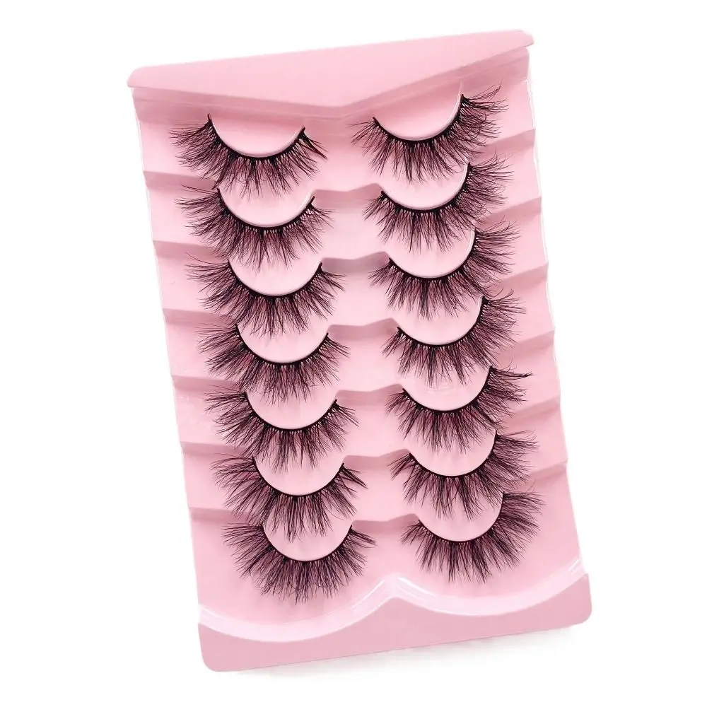 7pairs 3D Looking Effect Full Strip Lashes Long Eye Tail Wispy False Eyelashes Puffy Explosive Eye Makeup Winged Lashes