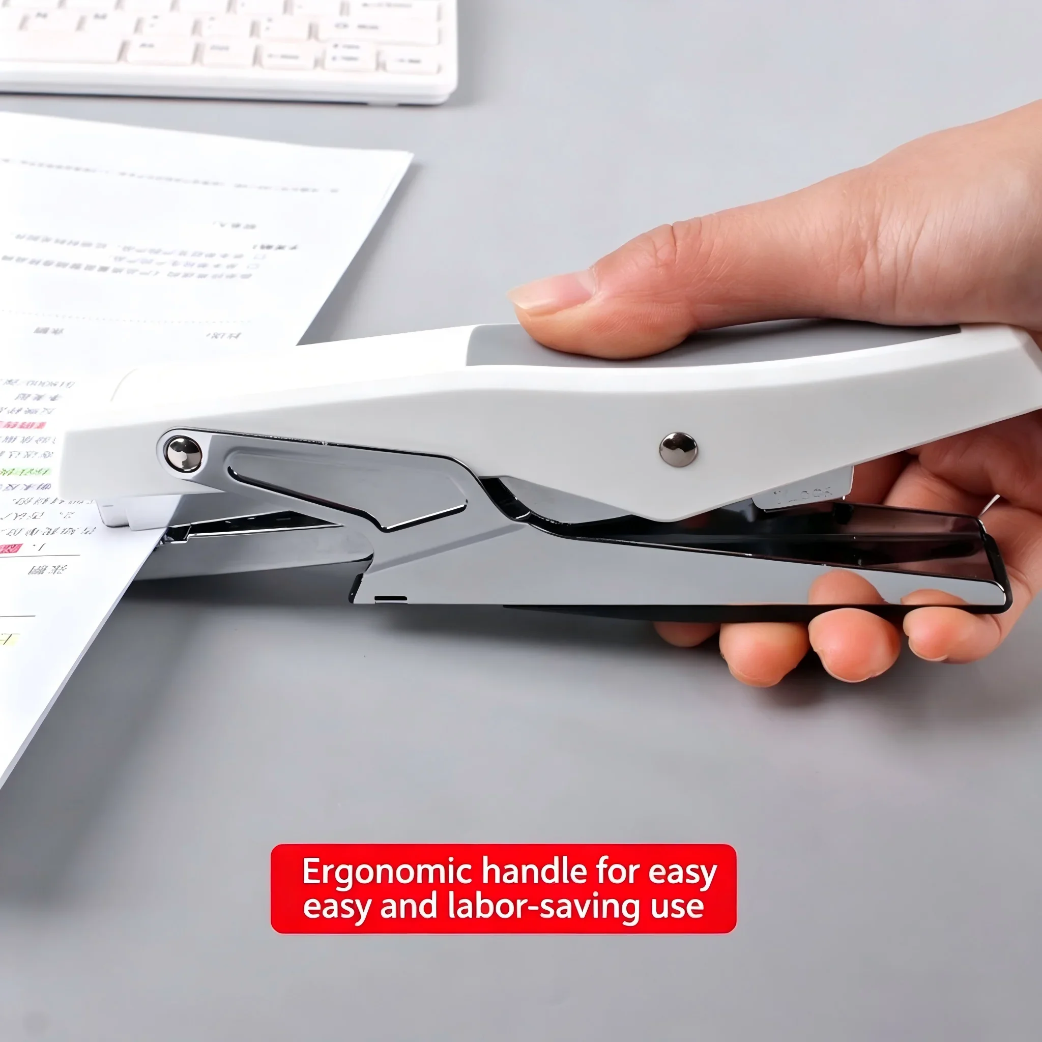 Deli 0329 Hand‑held Stapler for Takeout Packaging, Large No.12 Standard Staples Compatible Office Home Student Binding Stationer