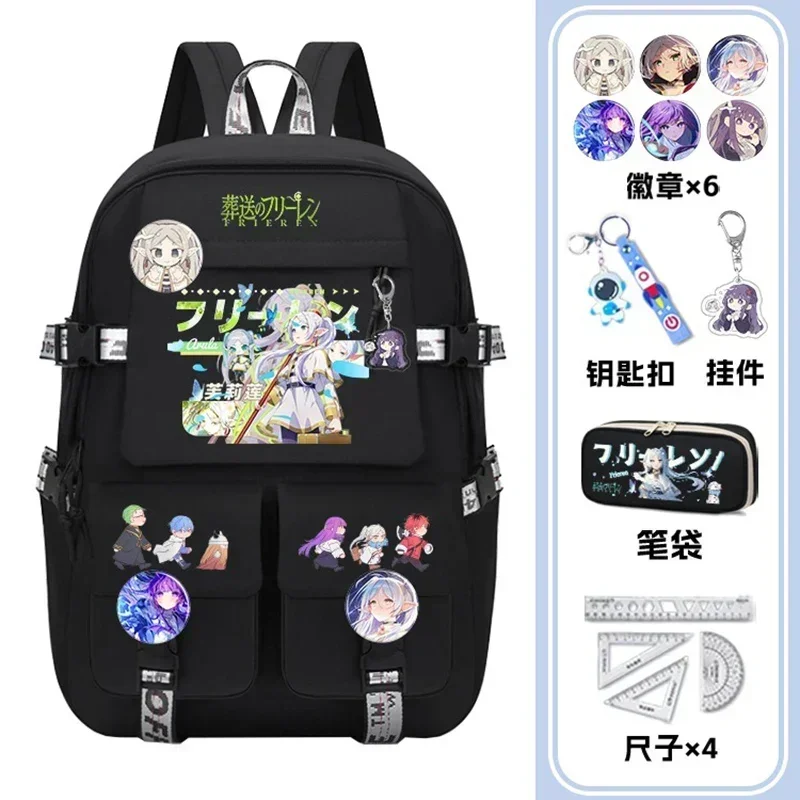 31×45×14cm Black White, Frieren: Beyond Journey's End, Sousou no Frieren, Anime, Student School Bags, Backpacks, Girls Boys