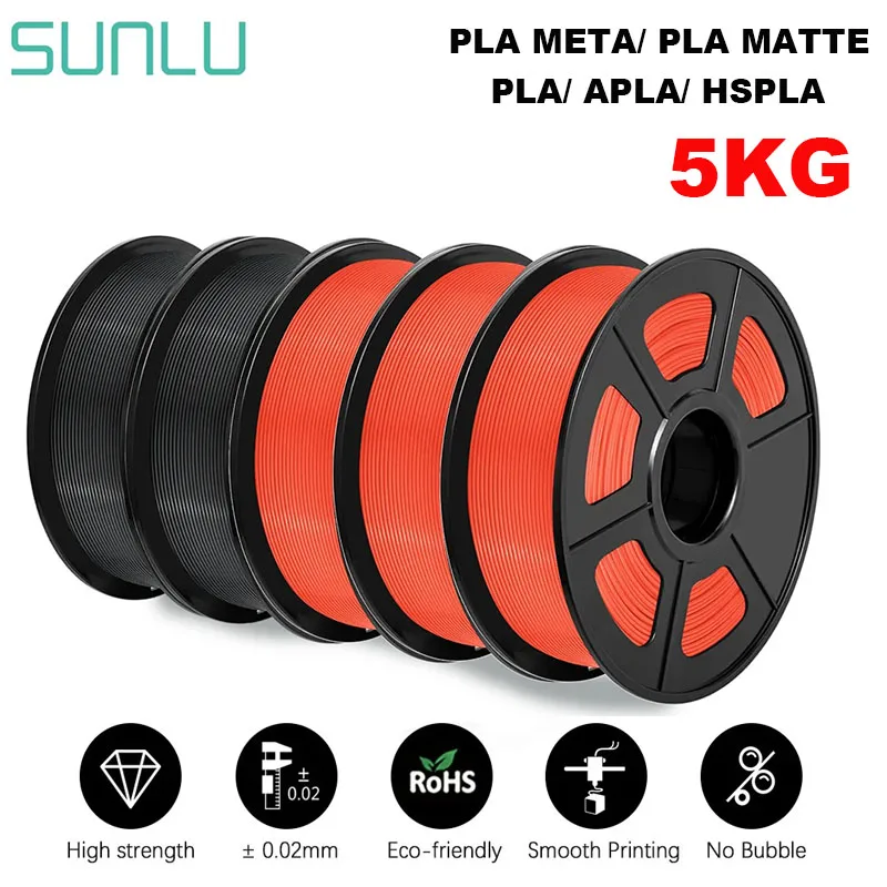 

SUNLU 5KG 3D Filament High Speed PLA/PLA META/APLA/PLA MATTE 1.75mm 5Roll 1KG 3D Printer Filament for 3D Printer