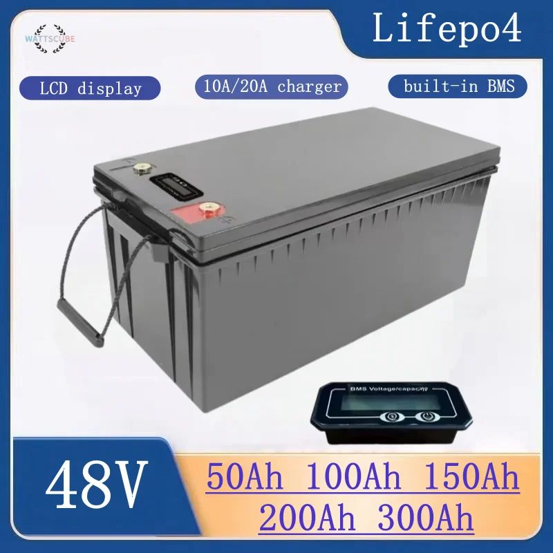 48V Lifepo4 Lithium Battery Pack 100Ah/150Ah/200Ah/300Ah Bluetooth Parallel for Solar System Compatible with 3000W 5000W 6000W I