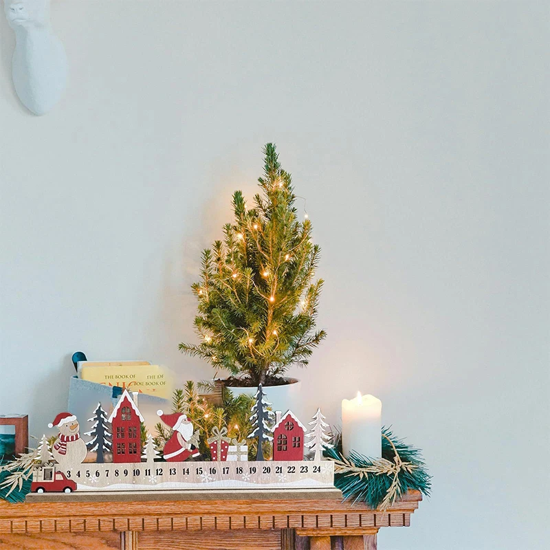 20226 جديد 1 قطعة خشبية عيد الميلاد تقويم القدوم-سانتا ثلج العد التنازلي مكتب ديكور ، المنزل مكتب عطلة احتفالي عيد الميلاد زخرفة