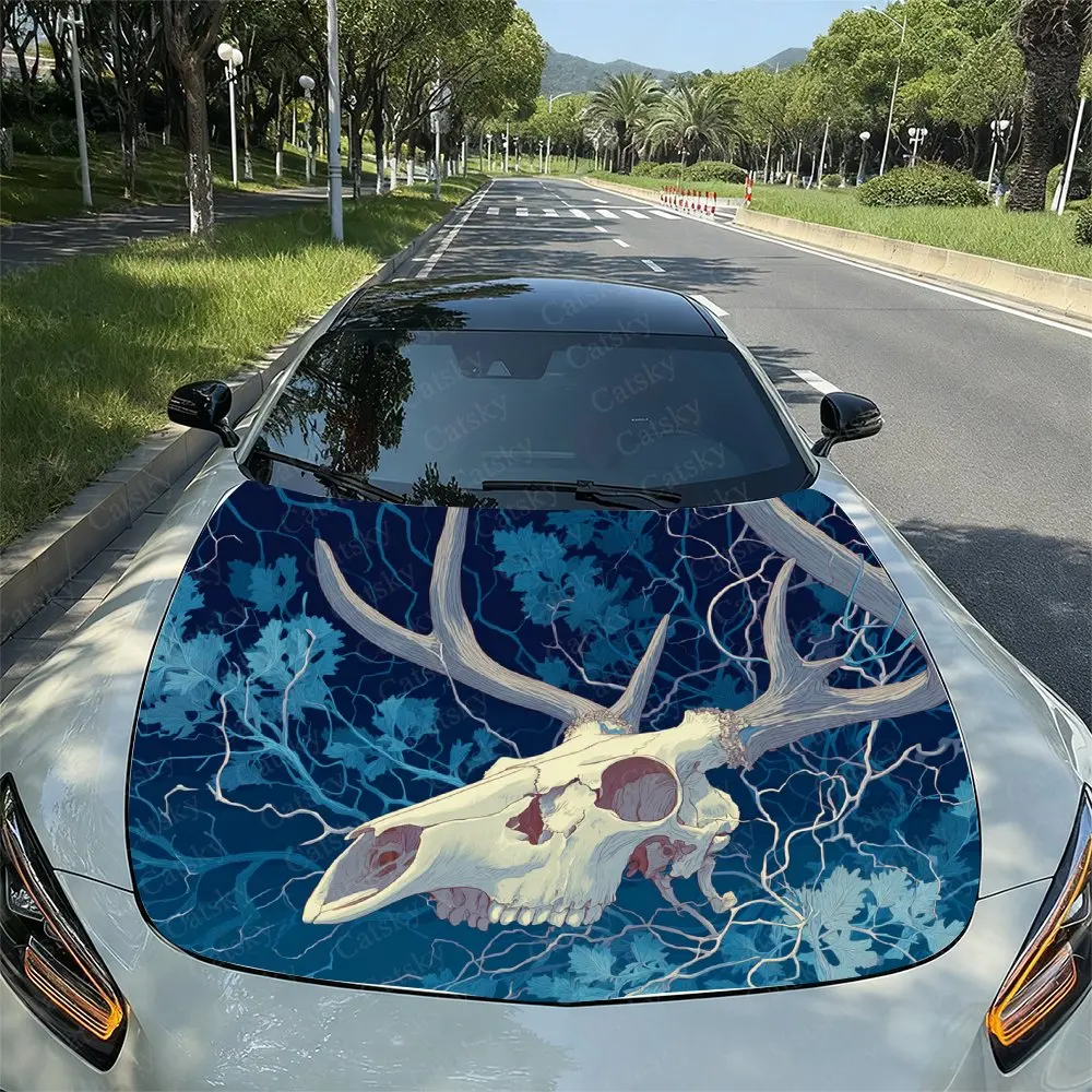Tree Branches, Vines, Deer Antlers Stunning Car Hood, Artistic Pattern Stickers, Suitable For All Car Models, Car Parts Acce